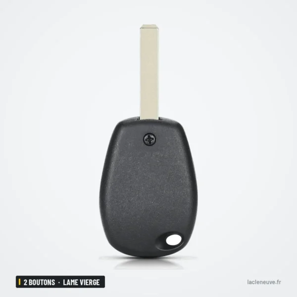 Coque de clé 2 boutons pour Renault Mégane, Clio, Dacia Logan, lame vierge - clé pliée, angle différent
