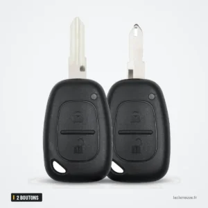 Coque de clé 2 boutons pour Renault Trafic, Master, Vivaro, Kangoo - deux clés complètes côte à côte
