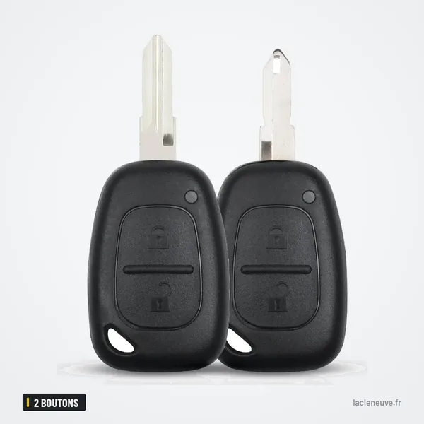 Coque de clé 2 boutons pour Renault Trafic, Master, Vivaro, Kangoo - deux clés complètes côte à côte