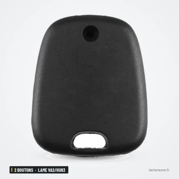 Coque de clé 2 boutons sans logo pour Peugeot, Citroën, Toyota, lame VA2/HU83 - vue de dos, coque lisse sans anneau