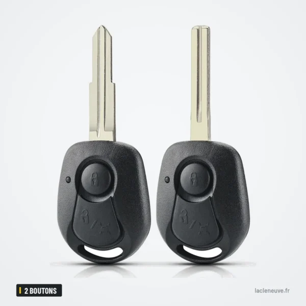 Coque de clé 2 boutons pour SsangYong Actyon, Kyron, Rexton - deux clés identiques côte à côte
