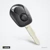 Coque de clé 2 boutons pour SsangYong Actyon, Kyron, Rexton - vue de trois quarts, angle opposé