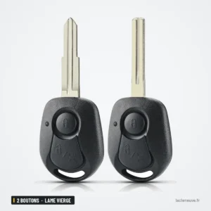 Coque de clé 2 boutons pour Ssangyong Actyon, Kyron, Rexton, lame vierge - deux clés identiques côte à côte
