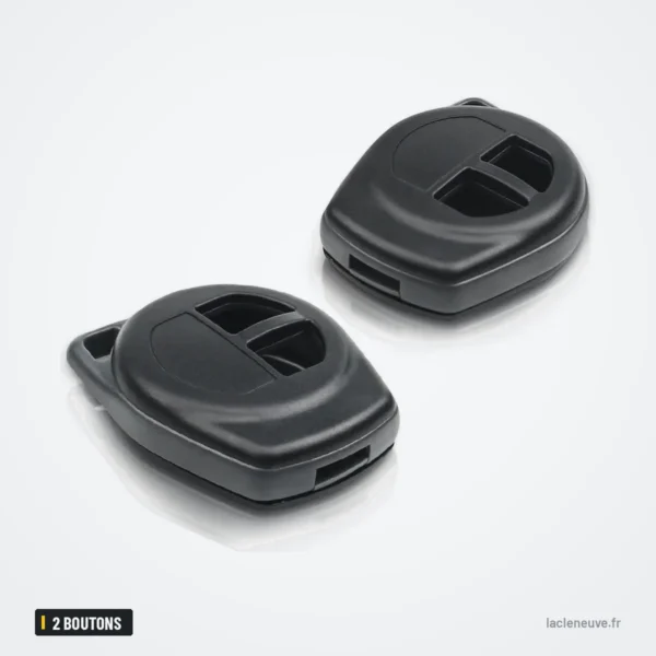 Coque de clé 2 boutons pour Suzuki Swift, Grand Vitara, SX4, Jimny - deux coques présentées côte à côte