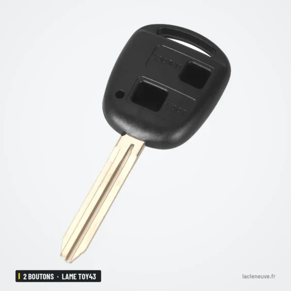 Coque de clé 2 boutons pour Toyota Camry, Rav4, Corolla, Prado, lame TOY43 - clé à deux boutons avec lame droite