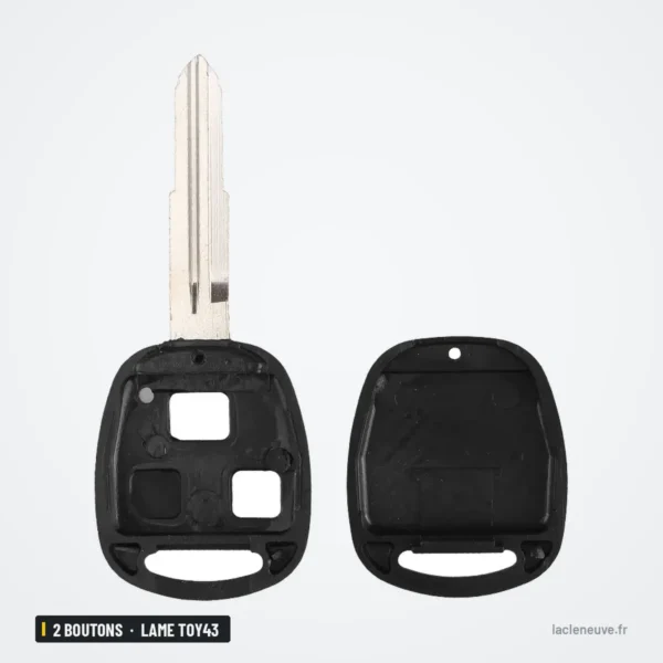 Coque de clé 2 boutons pour Toyota Camry, Rav4, Corolla, Prado, lame TOY43 - coque en deux parties, vue intérieure