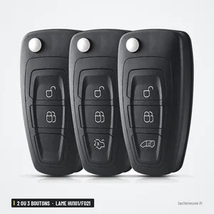 Coque de clé 2 ou 3 boutons pour Ford Focus, Mondeo, Galaxy, lame HU101/FO21 - trois clés à trois boutons côte à côte Coque de clé 2 ou 3 boutons pour Ford Focus, Mondeo, Galaxy, lame HU101/FO21 - trois clés à trois boutons côte à côte