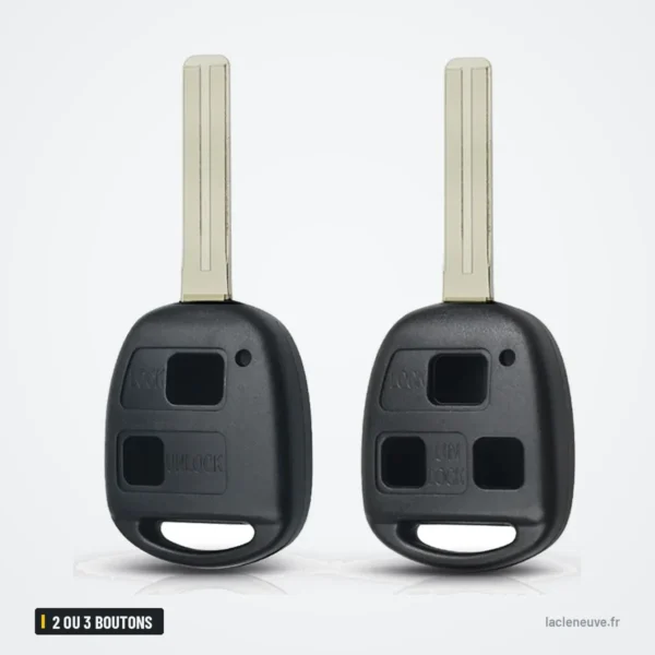 Coque de clé 2 ou 3 boutons pour Lexus ES, GS, RX, LX - deux coques côte à côte, lame fixe