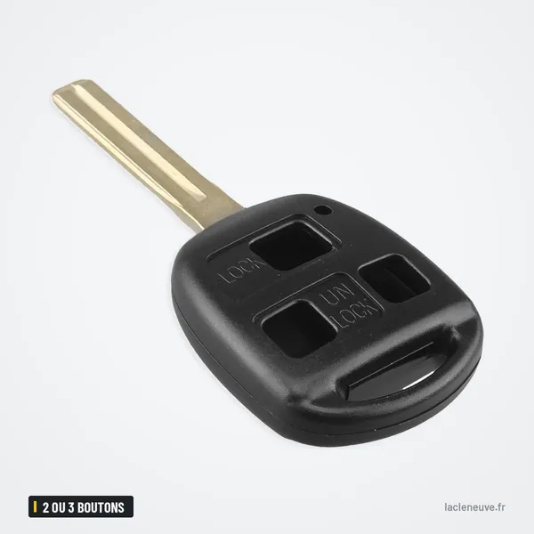 Coque de clé 2 ou 3 boutons pour Lexus ES, GS, RX, LX - vue de profil, lame fixe