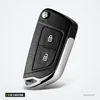 Coque de clé 2 ou 3 boutons pour Peugeot 207, 307, 308, Citroën C4 - vue de trois quarts, deux boutons
