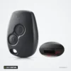 Coque de clé 2 ou 3 boutons pour Renault Clio 3, Twingo, Dacia Duster - vue de face et gros plan du coin inférieur
