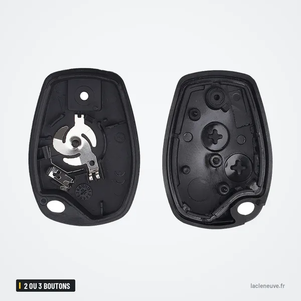 Coque de clé 2 ou 3 boutons pour Renault Clio 3, Twingo, Dacia Duster - boîtier démonté, mécanisme et coque séparés