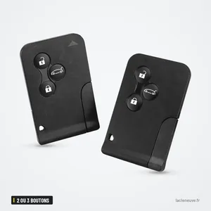 Coque de clé 2 ou 3 boutons pour Renault Clio, Megane, Dacia Logan - deux cartes-clés identiques côte à côte
