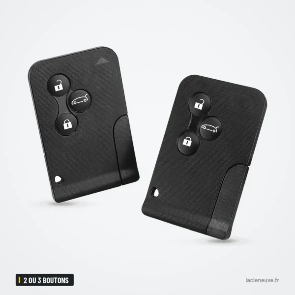 Coque de clé 2 ou 3 boutons pour Renault Clio, Megane, Dacia Logan - deux cartes-clés identiques côte à côte