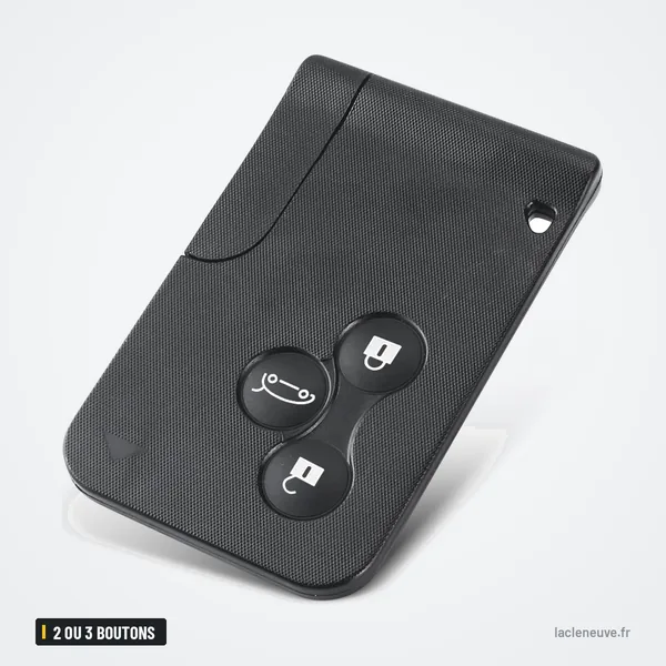 Coque de clé 2 ou 3 boutons pour Renault Clio, Megane, Dacia Logan - carte vue de face, quatre boutons avec pictogrammes