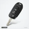 Coque de clé 2 ou 3 boutons pour Renault Clio, Mégane, Dacia Logan, Sandero - vue de trois quarts, lame repliée
