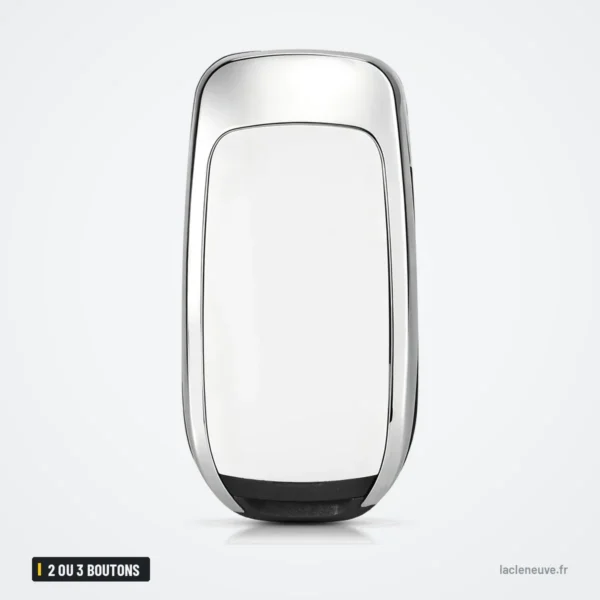 Coque de clé 2 ou 3 boutons pour Renault Clio, Mégane, Dacia Logan, Sandero - coque chromée, vue de face