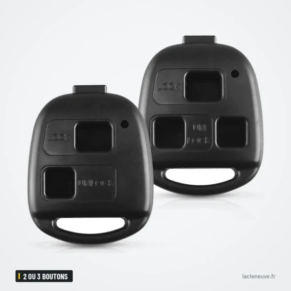 Coque de clé 2 ou 3 boutons pour Toyota Yaris, Land Cruiser, Lexus RX300 - deux versions côte à côte, deux et trois boutons