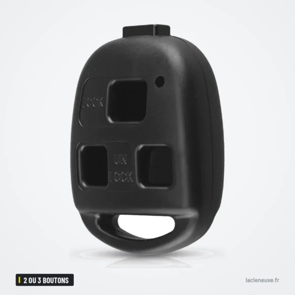 Coque de clé 2 ou 3 boutons pour Toyota Yaris, Land Cruiser, Lexus RX300, ES300 - vue de face, boutons et trou d'anneau