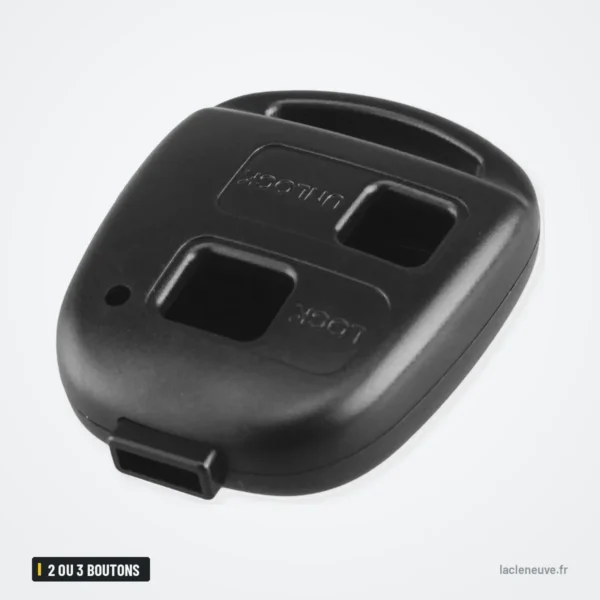 Coque de clé 2 ou 3 boutons pour Toyota Yaris, Land Cruiser, Lexus RX300, ES300 - vue de dessus, forme carrée