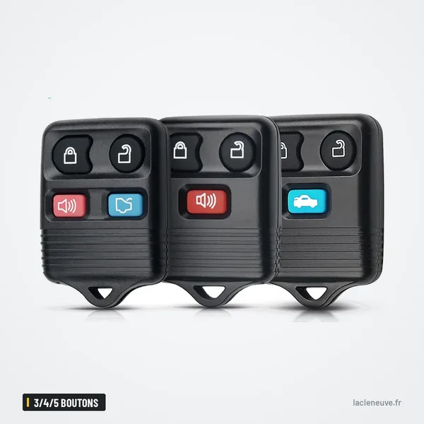 Coque de clé 3/4/5 boutons pour Ford Escape, Transit, Connect - trois télécommandes alignées, plusieurs boutons