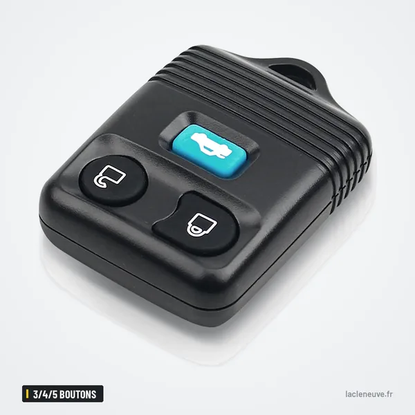 Coque de clé 3/4/5 boutons pour Ford Escape, Transit, Connect - vue de face inclinée, base élargie