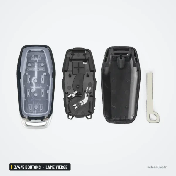 Coque de clé 3/4/5 boutons pour Ford Mondeo, Kuga, Edge, Explorer - coque démontée en plusieurs pièces avec une lame