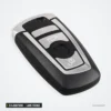 Coque de clé 3/4 boutons pour BMW Série 3, 5, 7, X5, lame vierge - vue de face, finition argentée et boutons visibles