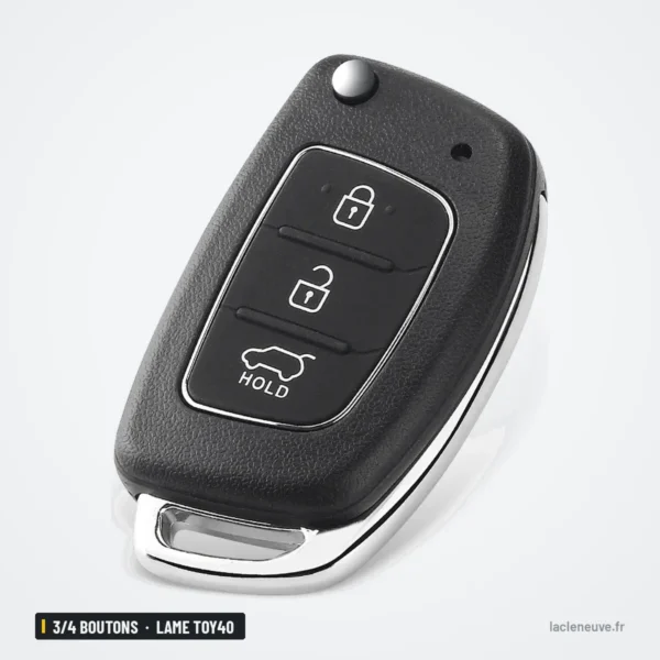 Coque de clé 3/4 boutons pour Hyundai ix35, Elantra, lame TOY40 ou HY20 - clé avec antenne ronde en haut