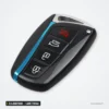 Coque de clé 3/4 boutons pour Hyundai Tucson, Santa Fe, Genesis, lame TOY40 - vue en perspective, trois quarts