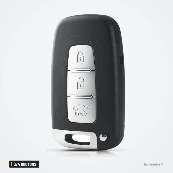 Coque de clé 3/4 boutons pour Kia Sorento, Optima, Hyundai i30, Sonata - vue de profil, dos incurvé