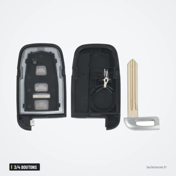 Coque de clé 3/4 boutons pour Kia Sorento, Optima, Hyundai i30, Sonata - coque ouverte avec lame et anneau métallique