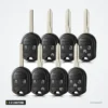 Coque de clé 3 à 5 boutons pour Ford Edge, Explorer, Escape, Fusion - huit exemplaires identiques alignés
