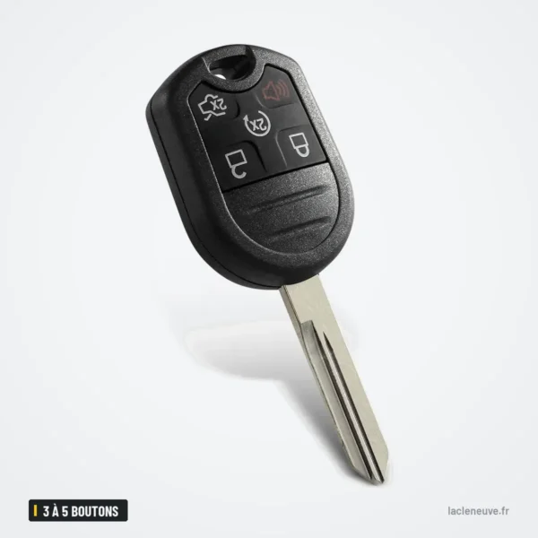 Coque de clé 3 à 5 boutons pour Ford Edge, Explorer, Escape, Fusion - clé à lame fixe avec bouton alarme