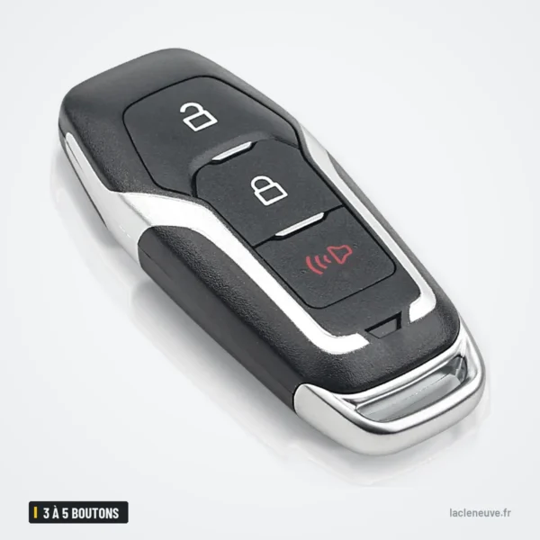 Coque de clé 3 à 5 boutons pour Ford Mondeo, Edge, S-Max, Galaxy - coque vue de trois quarts