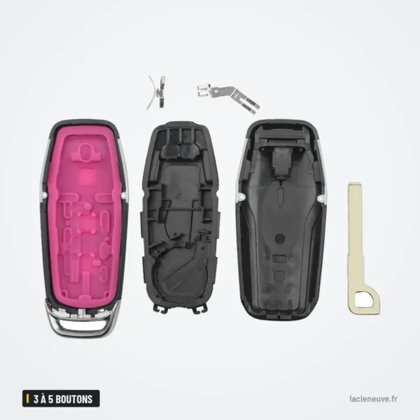 Coque de clé 3 à 5 boutons pour Ford Mondeo, Edge, S-Max, Galaxy - coque démontée en pièces détachées, vue éclatée