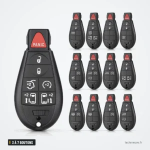 Coque de clé 3 à 7 boutons pour Dodge Charger, Challenger, Chrysler 300, Caravan - treize variantes de boutons comparées