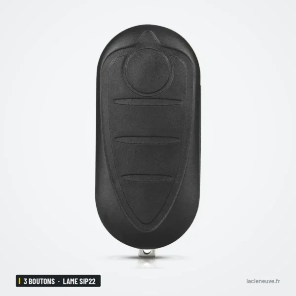 Coque de clé 3 boutons pour Alfa Romeo Mito, Giulietta, 159, lame SIP22 - dos de la coque, sans bouton