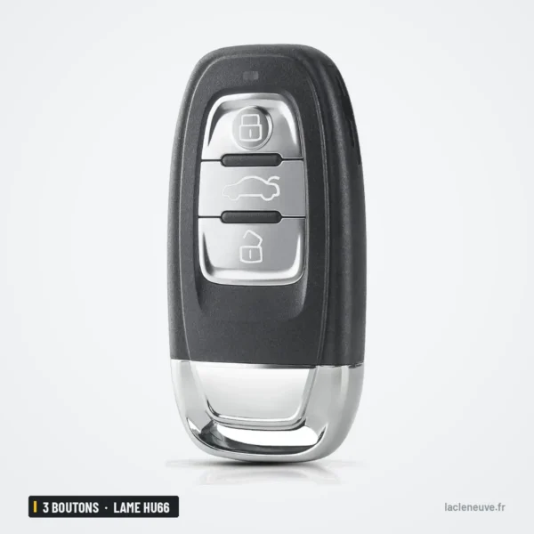 Coque de clé 3 boutons pour Audi A3, A4, A5, A6, lame HU66 - clé à boutons, vue de face