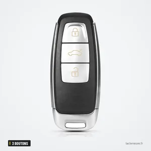 Coque de clé 3 boutons pour Audi A3, A4, A6, Q5 - vue de face, boutons visibles