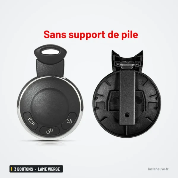 Coque de clé 3 boutons pour BMW Mini Cooper R56, lame vierge - clé ronde sans porte-pile, deux moitiés