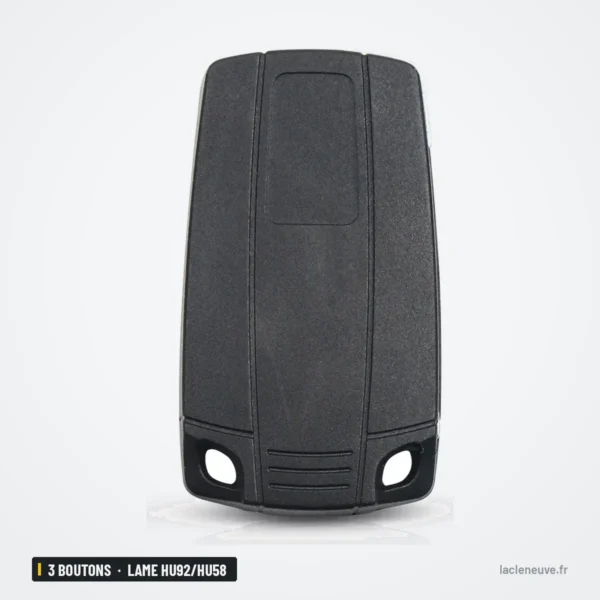 Coque de clé 3 boutons pour BMW Série 1, 3, 5, X5, lame HU92/HU58 - dos de la coque fermée