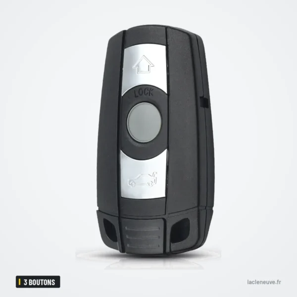 Coque de clé 3 boutons pour BMW Série 1, Série 3, Série 5, X5 - vue de face, trois boutons et logo