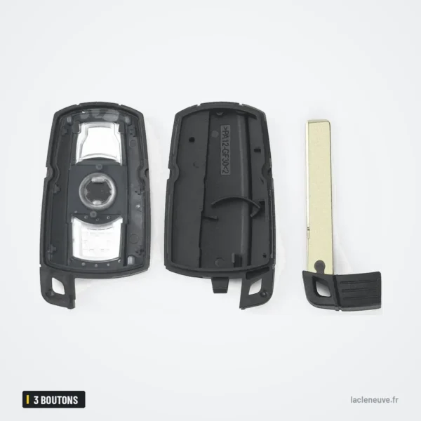 Coque de clé 3 boutons pour BMW Série 1, Série 3, Série 5, X5 - coque ouverte, intérieur et lame séparés