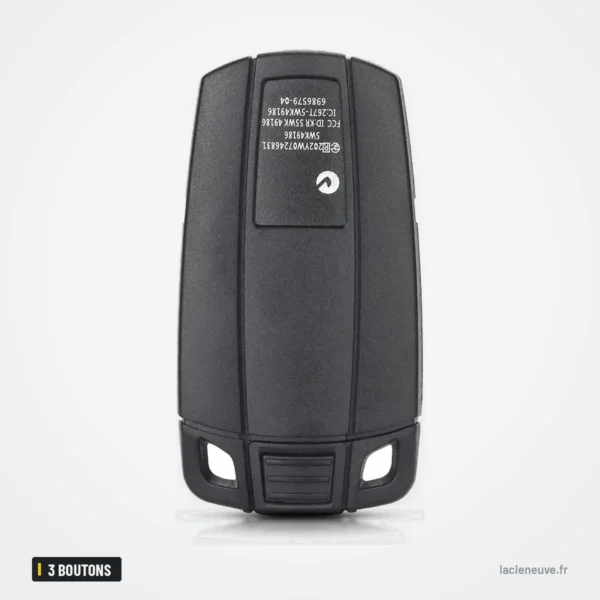 Coque de clé 3 boutons pour BMW Série 1, Série 3, Série 5, X5 - dos de la coque, vue arrière