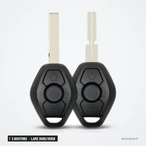 Coque de clé 3 boutons pour BMW Série 3, Série 5, X3, X5, lame HU92/HU58 - deux clés identiques côte à côte Coque de clé 3 boutons pour BMW Série 3, Série 5, X3, X5, lame HU92/HU58 - deux clés identiques côte à côte