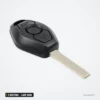 Coque de clé 3 boutons pour BMW Série 3, Série 5, X5, lame HU58 ou HU92 - vue de face, lame sortie vers le bas