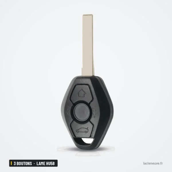 Coque de clé 3 boutons pour BMW Série 3, Série 5, X5, lame HU58 ou HU92 - tête seule sans lame, trois boutons