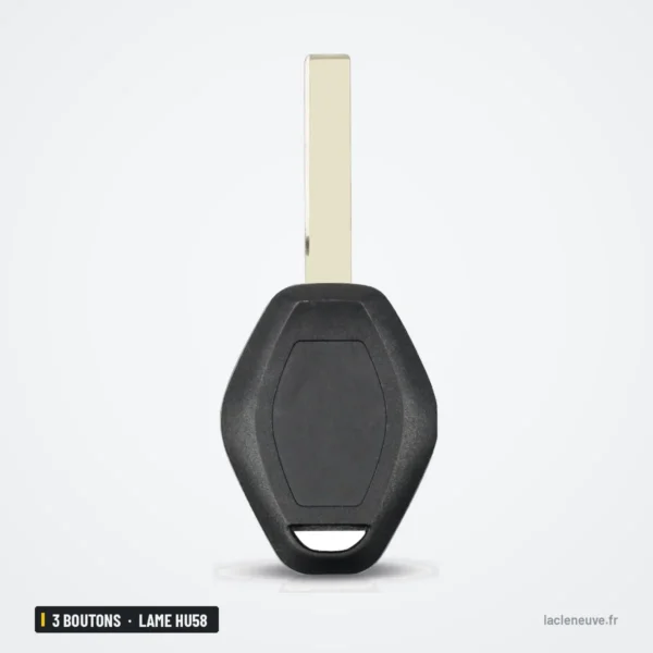 Coque de clé 3 boutons pour BMW Série 3, Série 5, X5, lame HU58 ou HU92 - lame seule, vue de profil étroite
