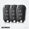 Coque de clé 3 boutons pour Citroën C3, C4, Peugeot 208, 308, lame HU83 ou VA2 - trois clés identiques côte à côte